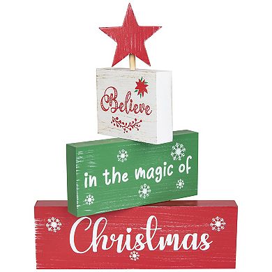 Northlight Believe in the Magic of Christmas Wooden Tree Sign Table Decor