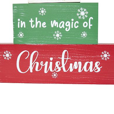 Northlight Believe in the Magic of Christmas Wooden Tree Sign Table Decor