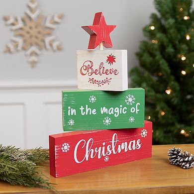 Northlight Believe in the Magic of Christmas Wooden Tree Sign Table Decor