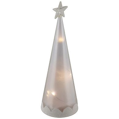 Northlight LED Cardinal & Snowflake Frosted Cone Glass Christmas Tree Table Decor