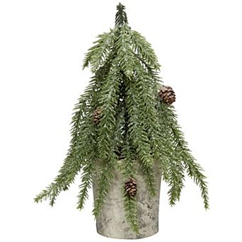 Northlight 12-Inch Icy Pine Mini Artificial Christmas Tree with Pine Cones in Pot