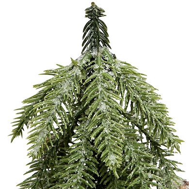 Northlight 12-Inch Icy Pine Mini Artificial Christmas Tree with Pine Cones in Pot