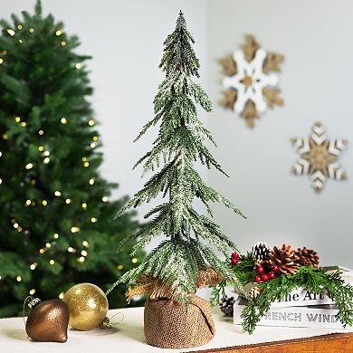 Northlight 24-Inch Mini Icy Pine Artificial Christmas Tree in Burlap Base