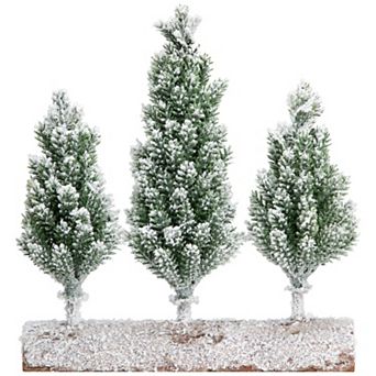 Northlight 8-Inch Frosted Pine Artificial Christmas Tree Trio