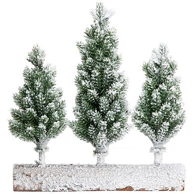 Northlight 8-Inch Frosted Pine Artificial Christmas Tree Trio
