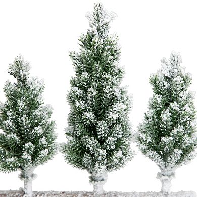 Northlight 8-Inch Frosted Pine Artificial Christmas Tree Trio
