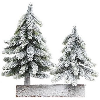 Northlight 12-Inch Frosted Pine Tree Artificial Christmas Duo