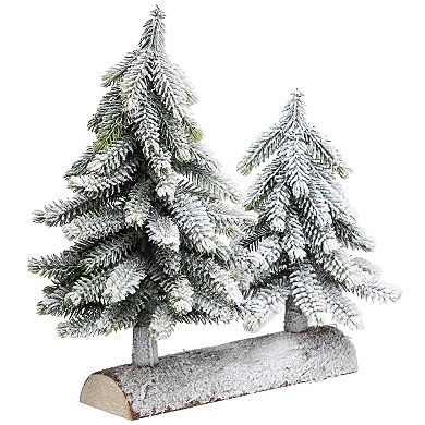 Northlight 12-Inch Frosted Pine Tree Artificial Christmas Duo