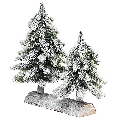 Northlight 12-Inch Frosted Pine Tree Artificial Christmas Duo