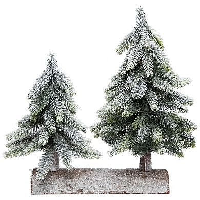 Northlight 12-Inch Frosted Pine Tree Artificial Christmas Duo