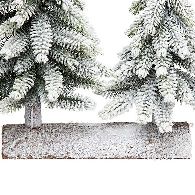 Northlight 12-Inch Frosted Pine Tree Artificial Christmas Duo