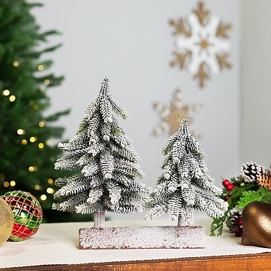 Northlight 12-Inch Frosted Pine Tree Artificial Christmas Duo