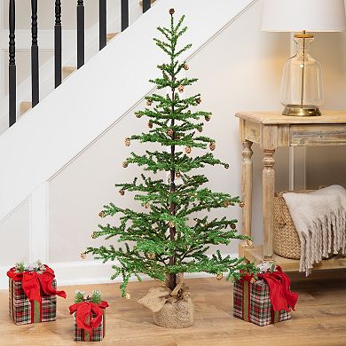Northlight 4-ft. Pre-Lit Artificial Christmas Tree with Pinecones & Burlap Base