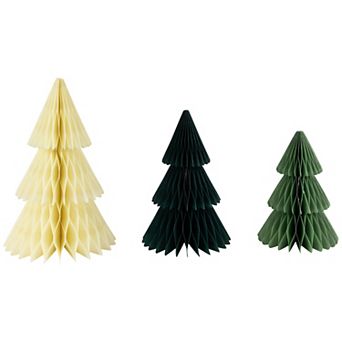 Northlight 3 pc Accordion Honeycomb Foldable Paper Christmas Trees Set