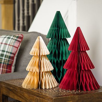 Northlight 15-Inch Accordion Honeycomb Foldable Paper Christmas Tree Set of 3
