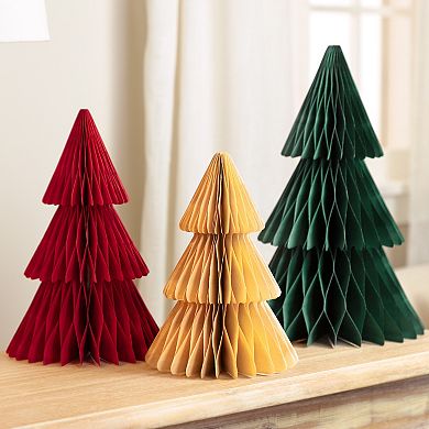 Northlight 15-Inch Accordion Honeycomb Foldable Paper Christmas Tree Set of 3
