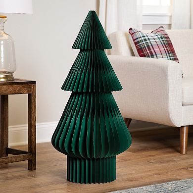 Northlight 3-ft. Dark Green Accordion Honeycomb Foldable Paper Christmas Tree Table Decor