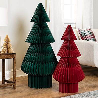 Northlight 4-ft. Dark Green Accordion Honeycomb Foldable Paper Christmas Tree Floor Decor