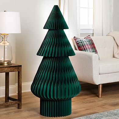 Northlight 4-ft. Dark Green Accordion Honeycomb Foldable Paper Christmas Tree Floor Decor