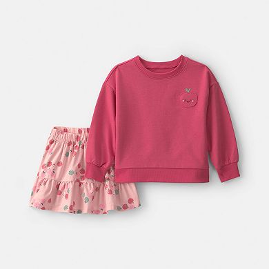 Toddler Girl Carter's 2-Piece Apple Long Sleeve Top & Skort Set