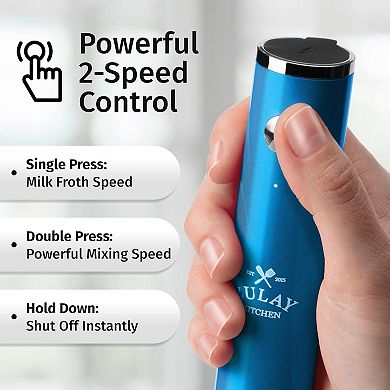 Zulay Kitchen Lux Rechargeable Milk Frother Handheld - Powerful 2-Speed Motor, Fully Waterproof