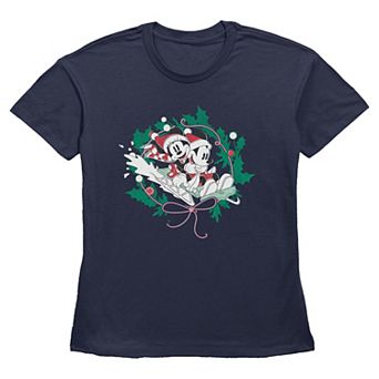 Women's Disney’s Mickey & Minnie Sleigh Ride Short Sleeve Graphic Tee