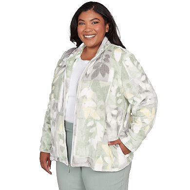 Plus Size Alfred Dunner Leaf Patchwork Cozy Knit Jacket