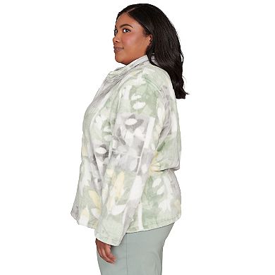 Plus Size Alfred Dunner Leaf Patchwork Cozy Knit Jacket