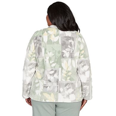 Plus Size Alfred Dunner Leaf Patchwork Cozy Knit Jacket