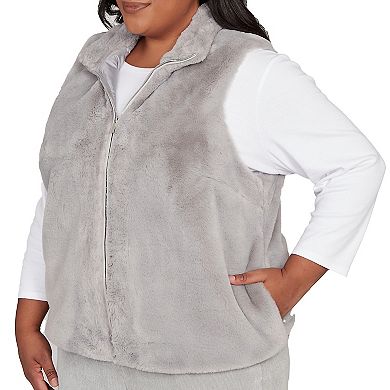 Plus Size Alfred Dunner Plush Faux Fur Zip Front Vest