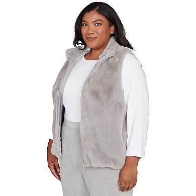 Plus Size Alfred Dunner Plush Faux Fur Zip Front Vest
