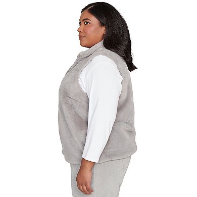 Plus Size Alfred Dunner Plush Faux Fur Zip Front Vest