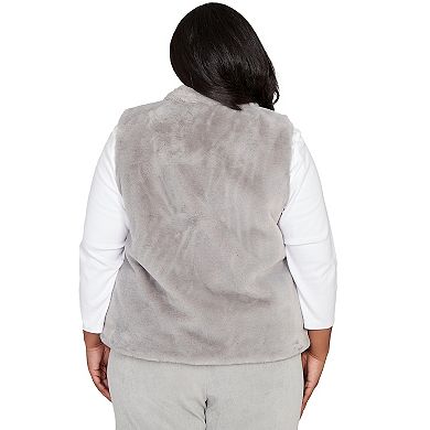 Plus Size Alfred Dunner Plush Faux Fur Zip Front Vest