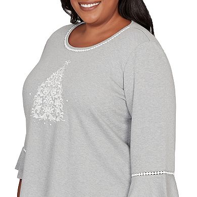 Plus Size Alfred Dunner Christmas Tree Embellished Knit Top
