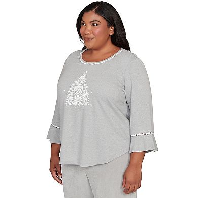 Plus Size Alfred Dunner Christmas Tree Embellished Knit Top