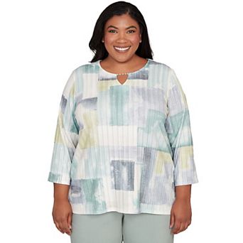 Plus Size Alfred Dunner Soft Colorblock Rib Texture Knit Top