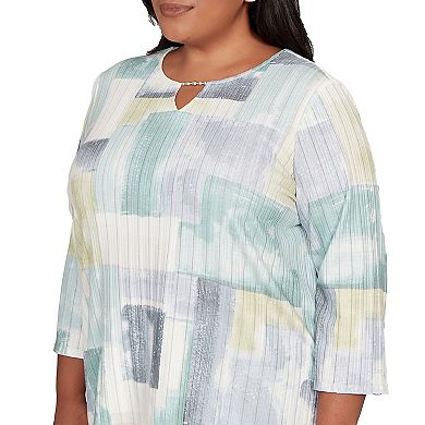 Plus Size Alfred Dunner Soft Colorblock Rib Texture Knit Top