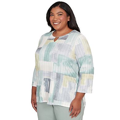 Plus Size Alfred Dunner Soft Colorblock Rib Texture Knit Top