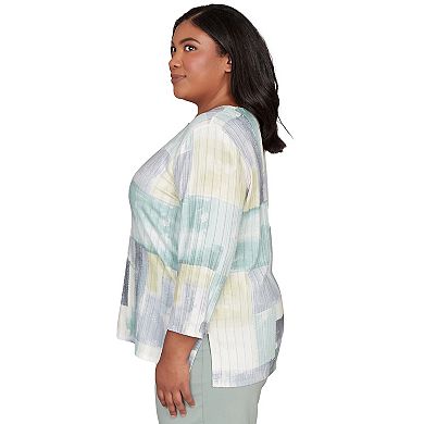 Plus Size Alfred Dunner Soft Colorblock Rib Texture Knit Top