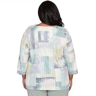 Plus Size Alfred Dunner Soft Colorblock Rib Texture Knit Top