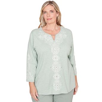Plus Size Alfred Dunner Classic Fit Soft Embroidered Pattern Top
