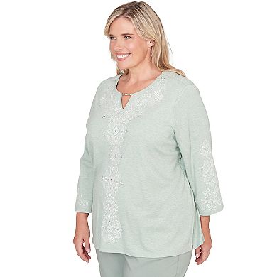 Plus Size Alfred Dunner Classic Fit Soft Embroidered Pattern Top