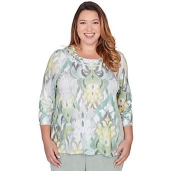 Plus Size Alfred Dunner Ikat Medallion Pattern Soft Knit Top