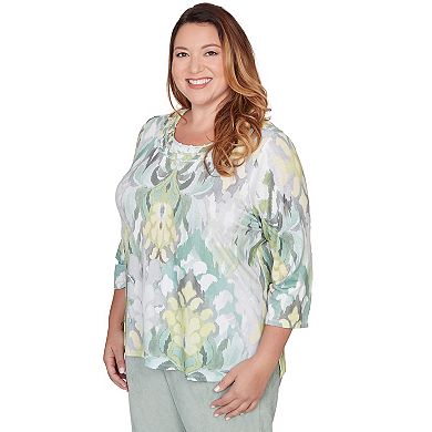Plus Size Alfred Dunner Ikat Medallion Pattern Soft Knit Top