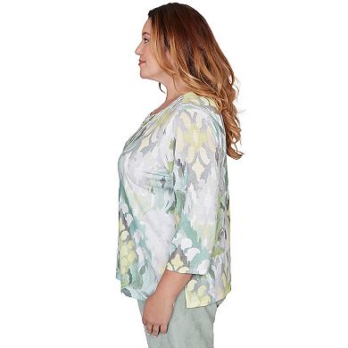Plus Size Alfred Dunner Ikat Medallion Pattern Soft Knit Top