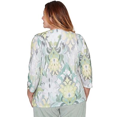 Plus Size Alfred Dunner Ikat Medallion Pattern Soft Knit Top