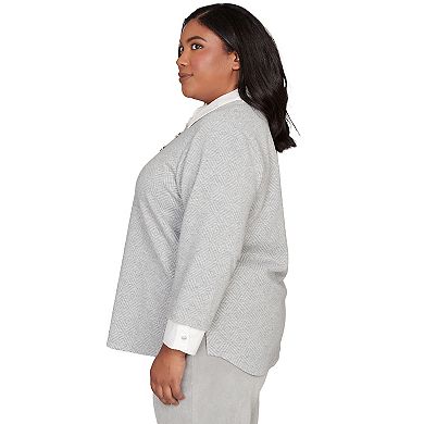 Plus Size Alfred Dunner Diamond Jacquard Two-in-One Top with Necklace