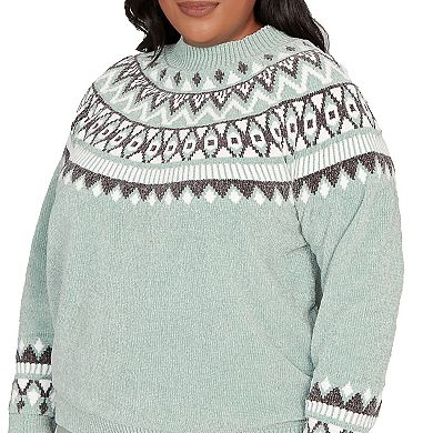 Plus Size Alfred Dunner Fair Isle Pattern Chenille Sweater