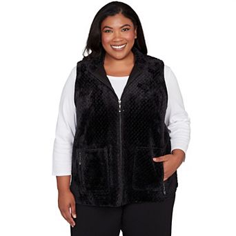 Plus Size Alfred Dunner Plush Fleece Lined Mock Neck Vest