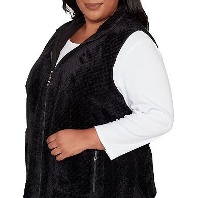 Plus Size Alfred Dunner Plush Fleece Lined Mock Neck Vest
